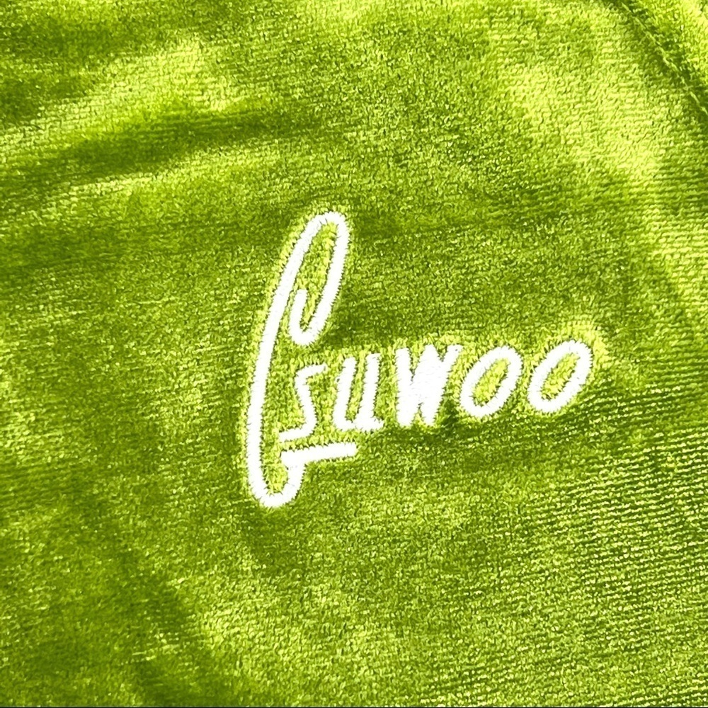 Gsuwoo Women's All Time Velour Drawstrings Shorts Apple Green - Picture 4 of 7